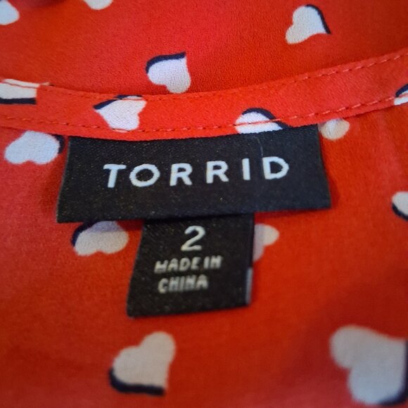 Torrid Women's Georgette Swing red Hearts print Cami top cross back chiffon 2X - Picture 6 of 6